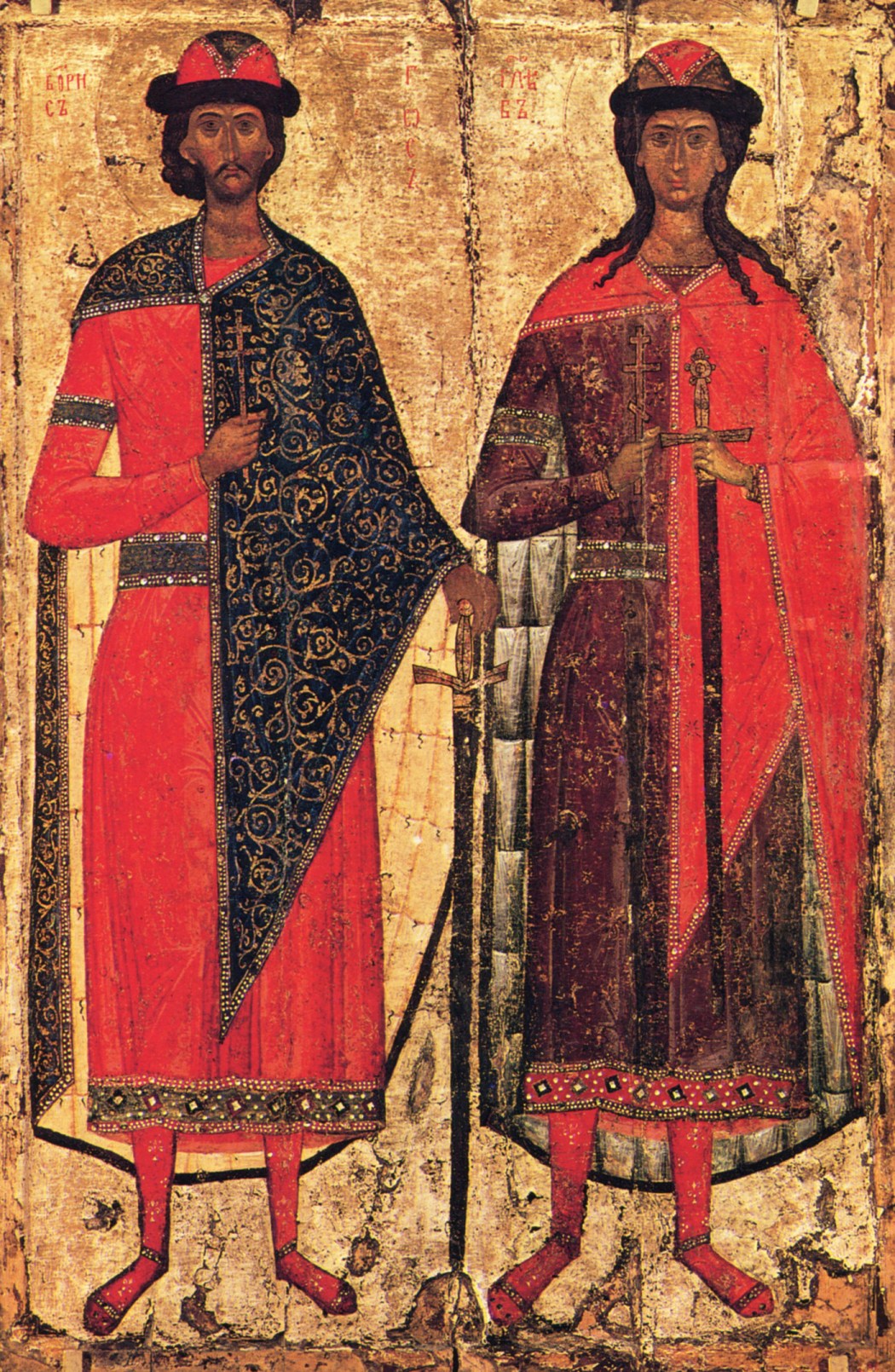 Страстотерпцы Борис и Глеб. Икона, начало XIV века. Москва