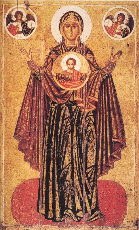 Икона Богоматери "Великая Панагия" (Ярославская Оранта). Начало XIII века