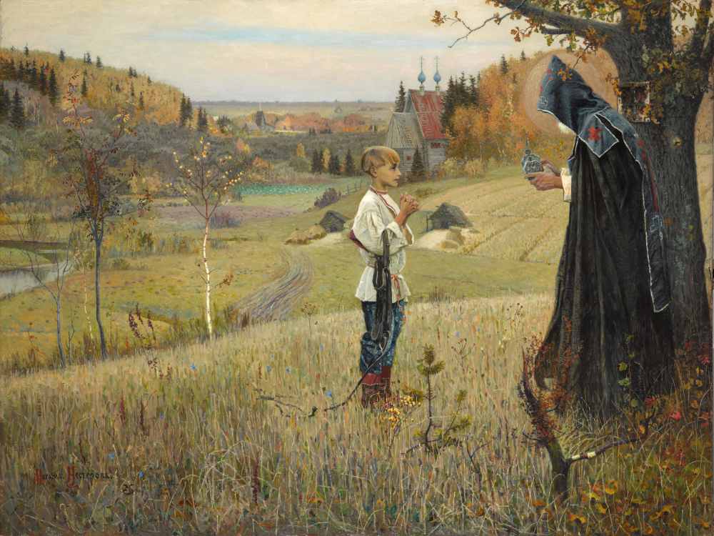 Видение отроку Варфоломею. Художник Михаил Васильевич Нестеров, 1889-1890