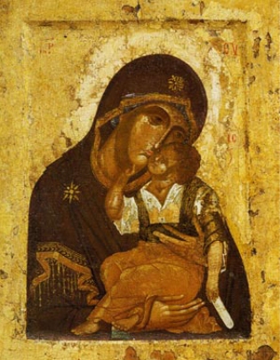 Икона Божией Матери "Умиление". Конец XIV в. Благовещенский собор Московского Кремля