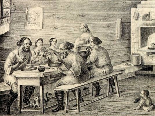 Рисунки, описывающие празднование Масленицы в России до революции
