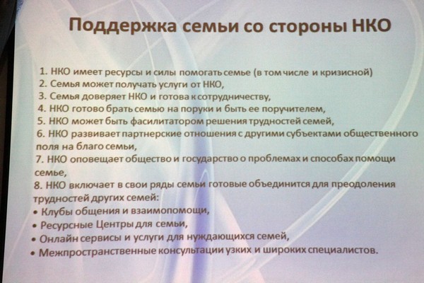 Поддержка семьи со строны НКО