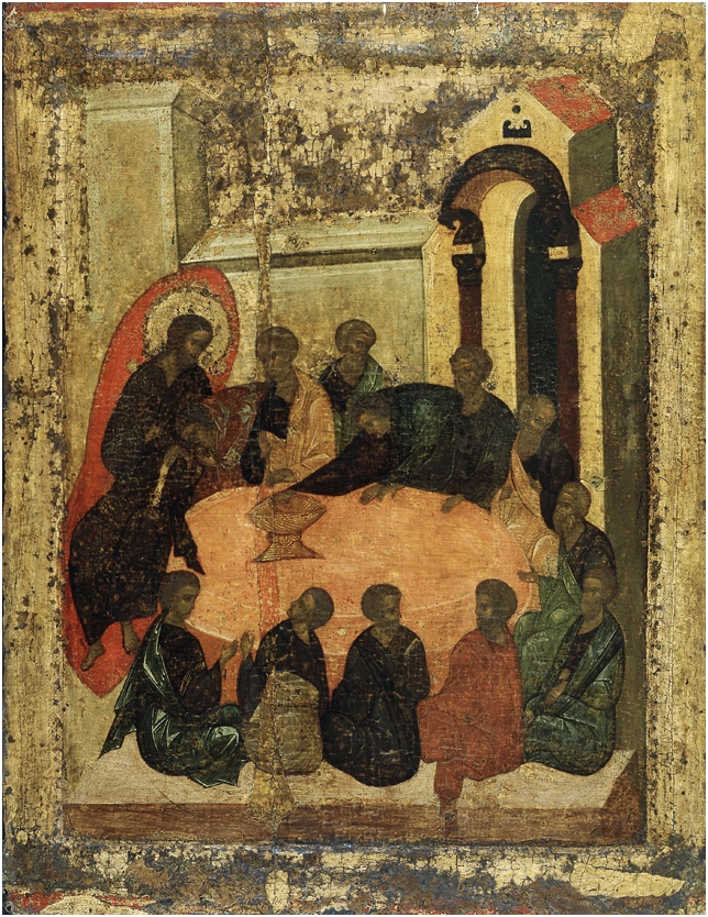 Тайная Вечеря. Икона, конец XIV в. Иконописец Андрей Рублёв