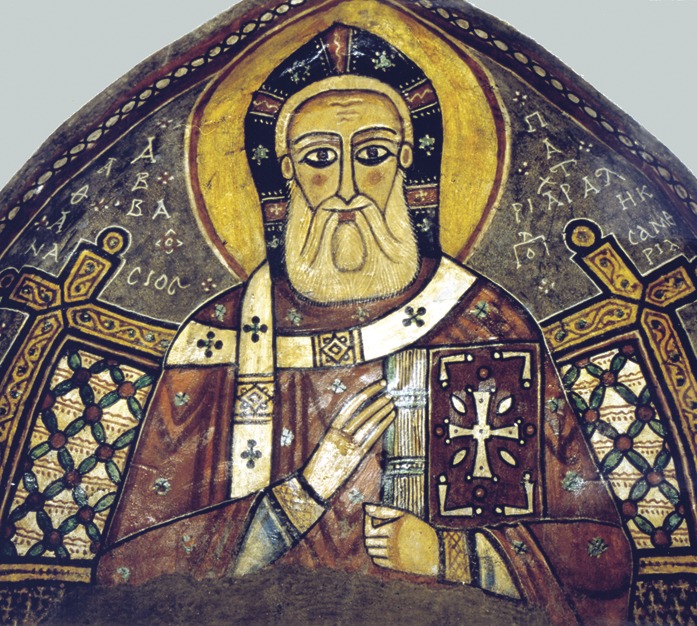 Святитель Афанасий Великий Александрийский. Фреска, Собора монастыря преподобного Антония Великого, Египет, XIII в.