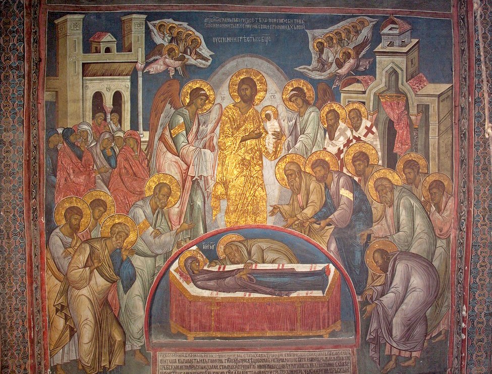 Успение Пресвятой Богородицы. Фреска, XIV век. Дечаны, Сербия