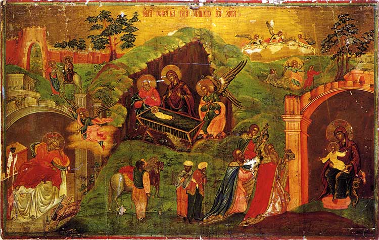 Рождество Христово. Икона из праздничного чина. 1-ая треть XIX в. Кыштым, Россия