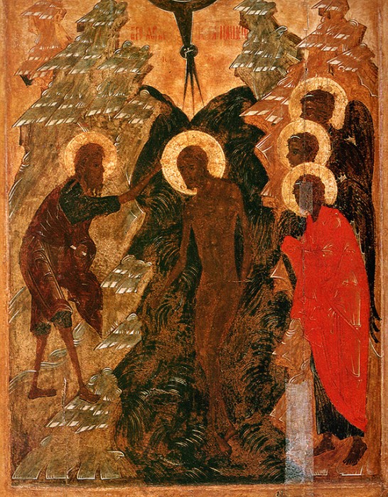 Крещение Господне. Икона, первая половина XVI века. Псков