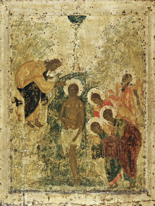 Крещение Господне, икона, 1405 год. Иконописец - преподобный Андрей Рублев