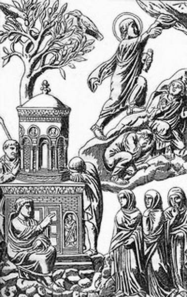 Вознесение Господне. Слоновая кость, начало V века. Бамбергский аворий. Мюнхен