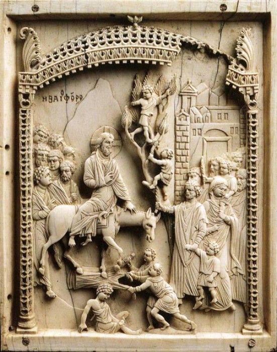 Вход Господень в Иерусалим. X в. Слоновая кость. Музей византийского искусства, Берлин
