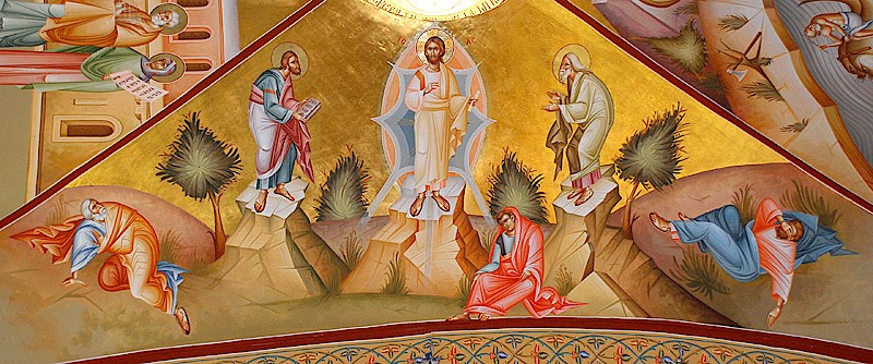 Преображение Господне. Фреска, XX век. Монастырь Преображения, г. Фавор