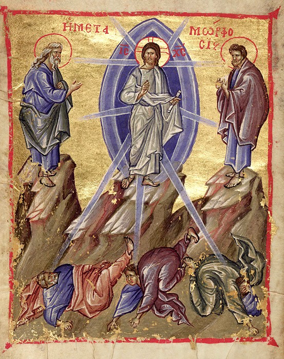 Преображение Господне. Миниатюра, XIV век. Византия