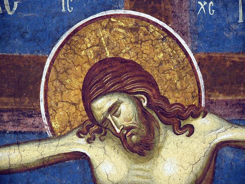 Великая Пятница. Смерть Христа. Фреска монастыря Высокие Дечаны, Сербия. XIV век