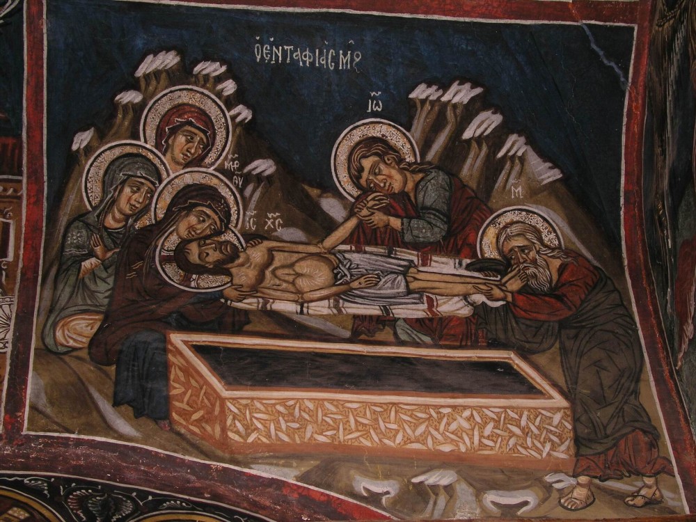 Великая Пятница. Положение во гроб. Кипрская фреска