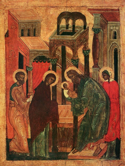 Сретение Господне. Икона первой половины XVI века, из праздничного ряда церкви архангелов на Городце в Пскове, Псковский музей-заповедник