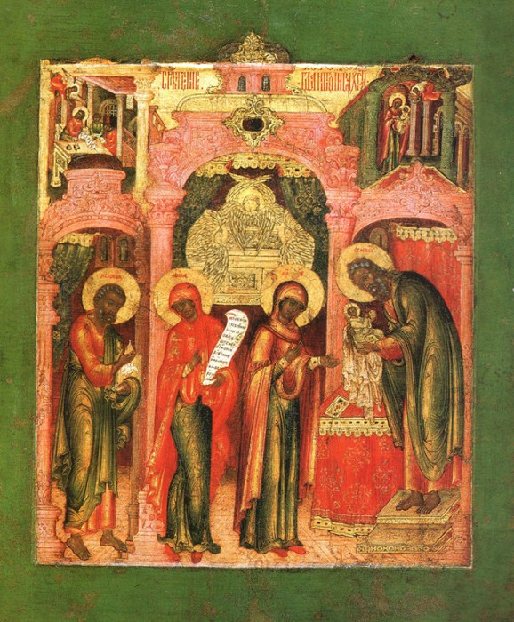 Сретение Господне. Икона, 1680-е годы. Мастерская круга Гурия Никитина, Кострома, Ярославский художественный музей
