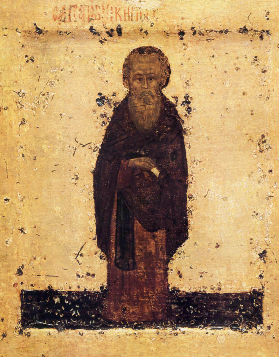 Преподобный Кирилл Белозерский. Икона, 1421 год. По преданию написана преподобным Дионисием Глушицким. Успенский собор Кирилло-Белозерского монастыря