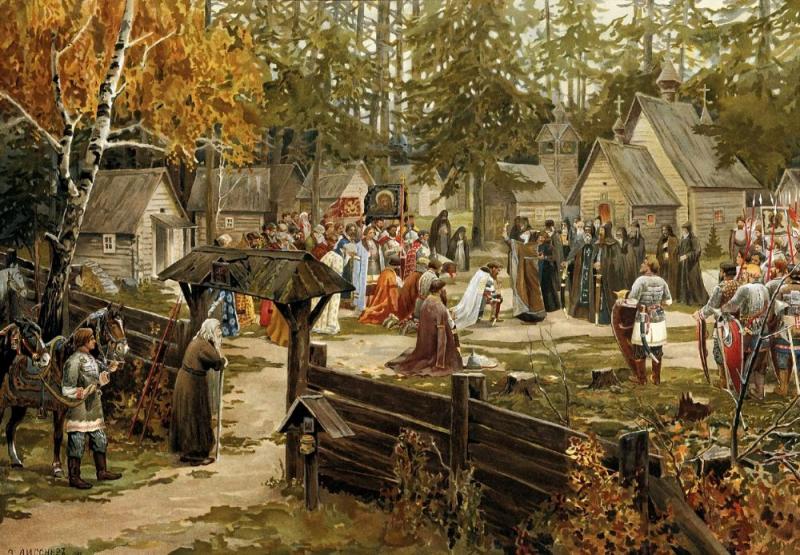 Троице-Сергиева лавра. Акварель. Художник Эрнст Лисснер, 1907 год