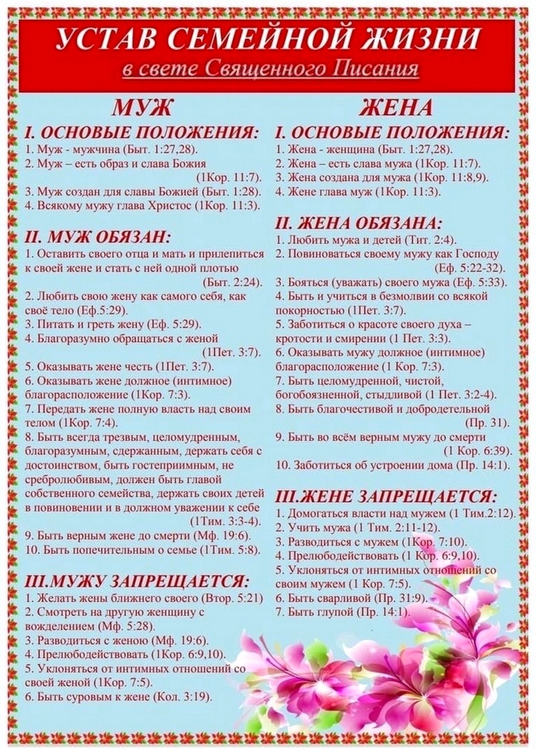 Устав семейной жизни по Священному Писанию - Библии
