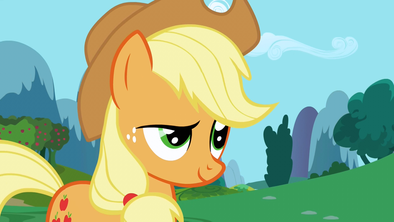 Эпл Джек (Applejack) Фермерша. Занимается выращиванием яблок и производством алкоголя. Никогда не лжет. Олицетворяет грубую деревенщину