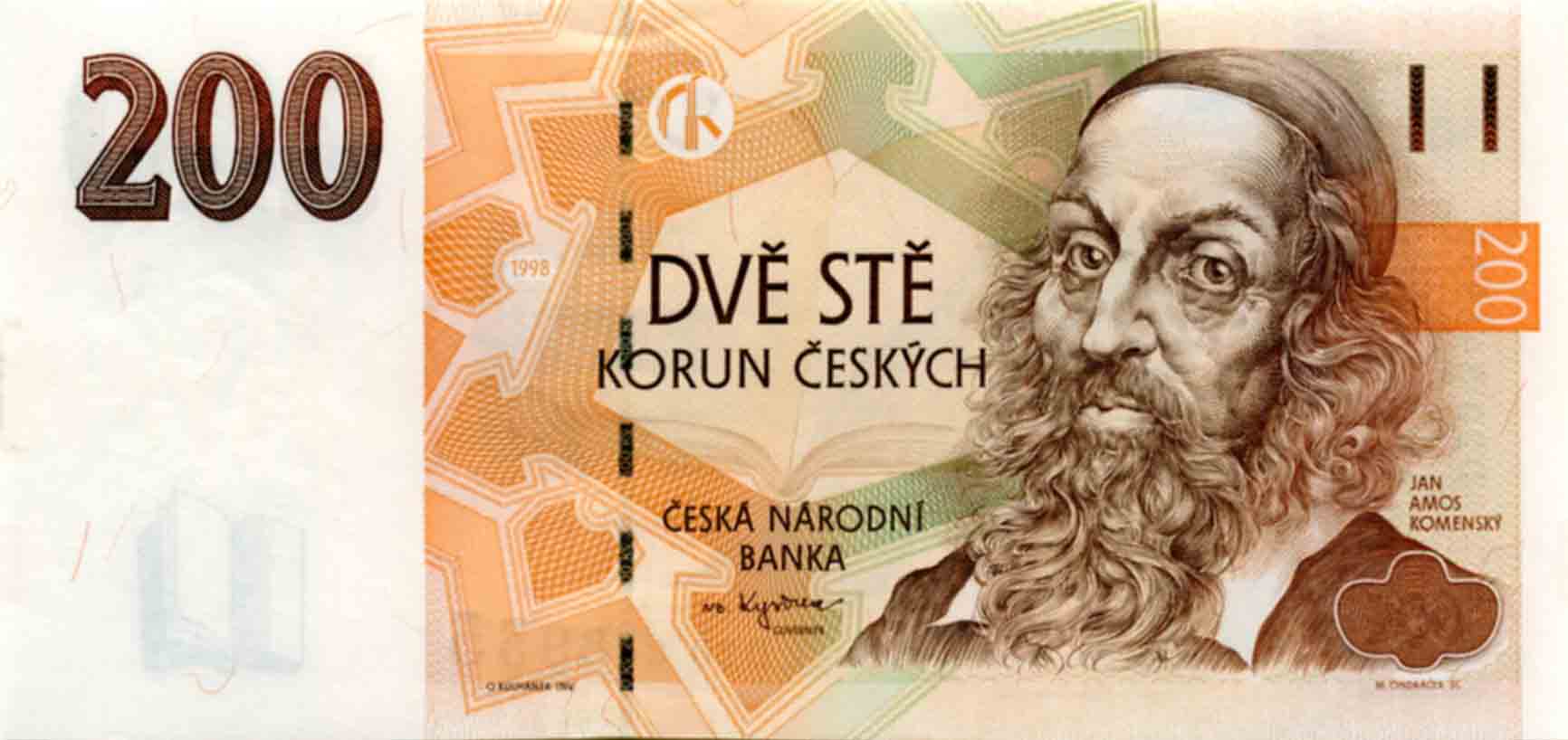Ян Коменский - один великих символов Чехии, его портрет был размещен на чешской купюре в 200 крон