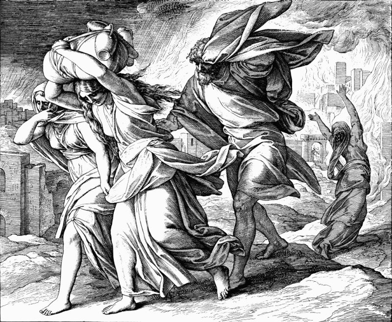 Бегство Лота из Содома. Юлиус Шнорр фон Карольсфельд. Иллюстрации к Библии